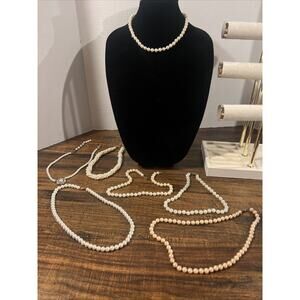 Vintage Costume Pearls Lot Of 7 Necklaces Read